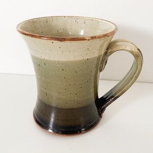 Handmade Pottery Mug – Rustic Glazed Stoneware Ceramic Coffee Cup, Beige, Brown